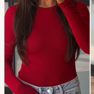 NWOT TALULAH Ribbed Red Long Sleeve Top